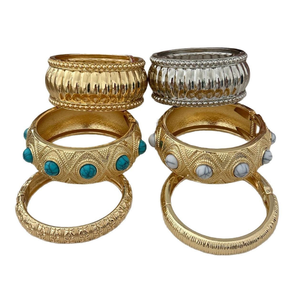 Bracciale da donna in lega placcato oro con design geometrico vintage