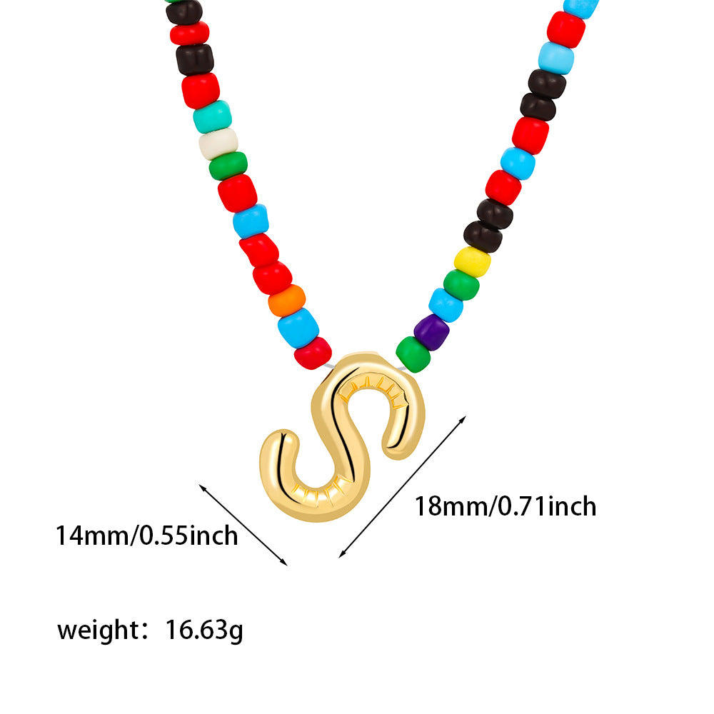 Collana con Lettere Unisex in Acciaio Inossidabile Placcato Oro 18K Casual