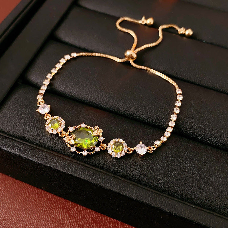 Luxury Elegant Geometric Alloy Plated Bracelet with Cubic Zirconia for Women