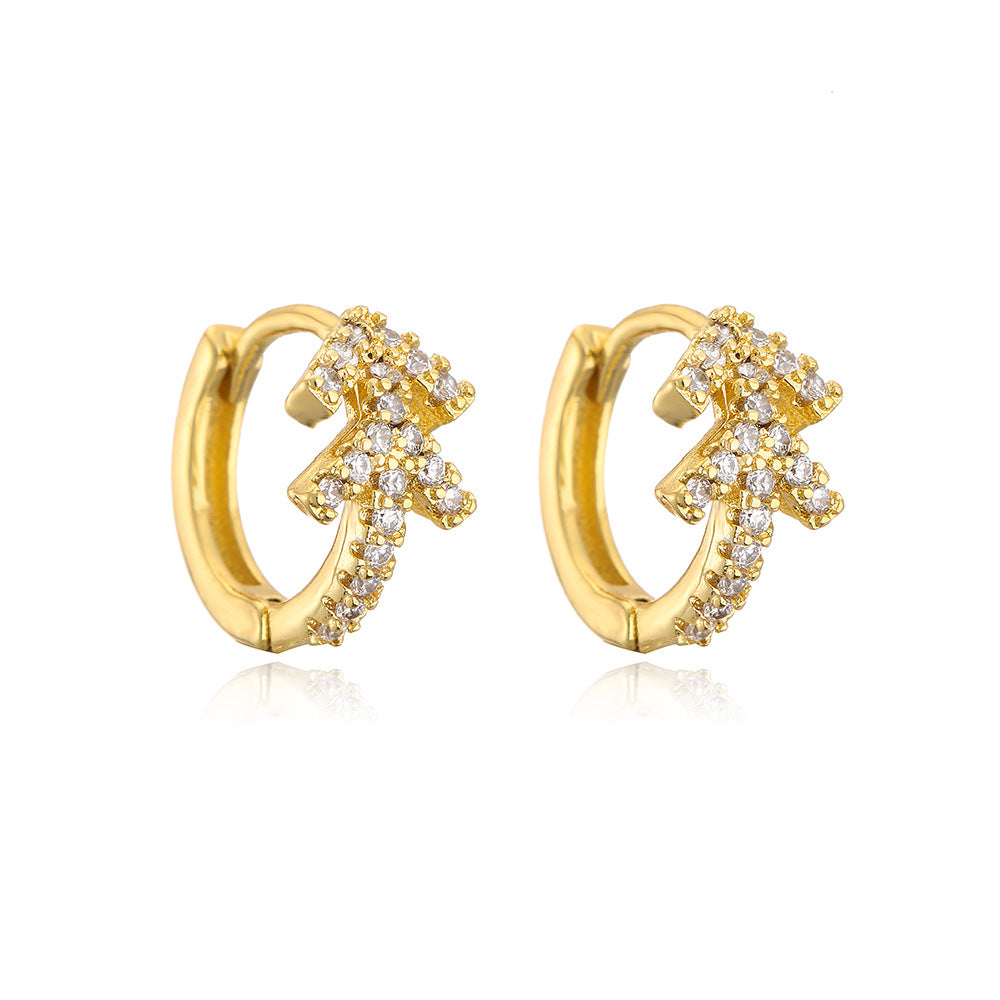 Orecchini a cerchio irregolari geometrici minimalisti da donna in rame con placcatura in oro e zirconi micropavé