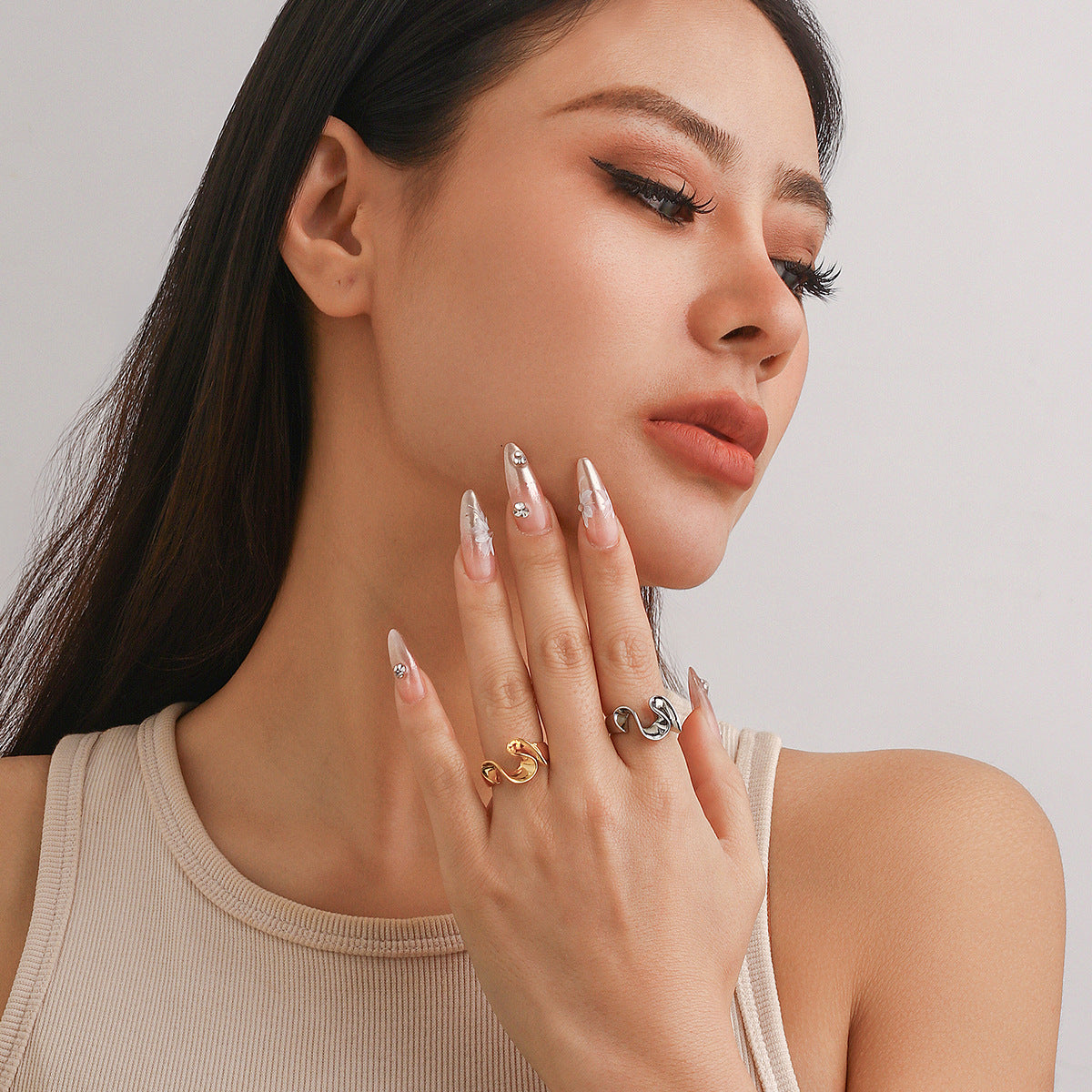 Minimalist Round Geometric Alloy Plated Ring for Women