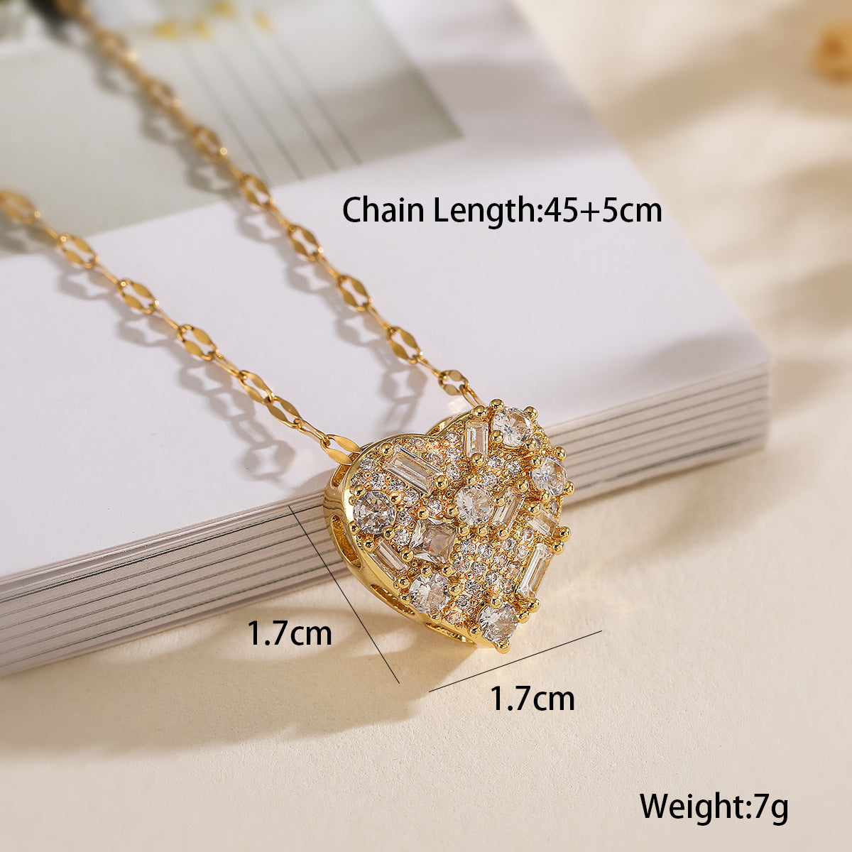 Collana Pendente Minimalista Cuore e Stella da Donna in Rame Placcato Oro Vero, Catena con Ciondolo a Forma Geometrica