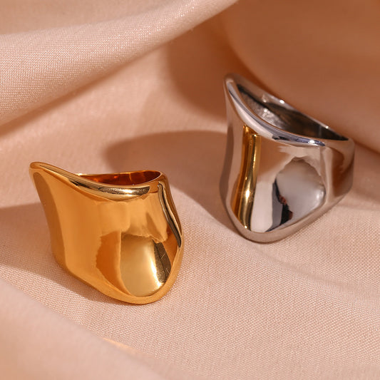 Anello Minimalista Geometrico da Donna in Acciaio Inossidabile con Placcatura Oro 18K