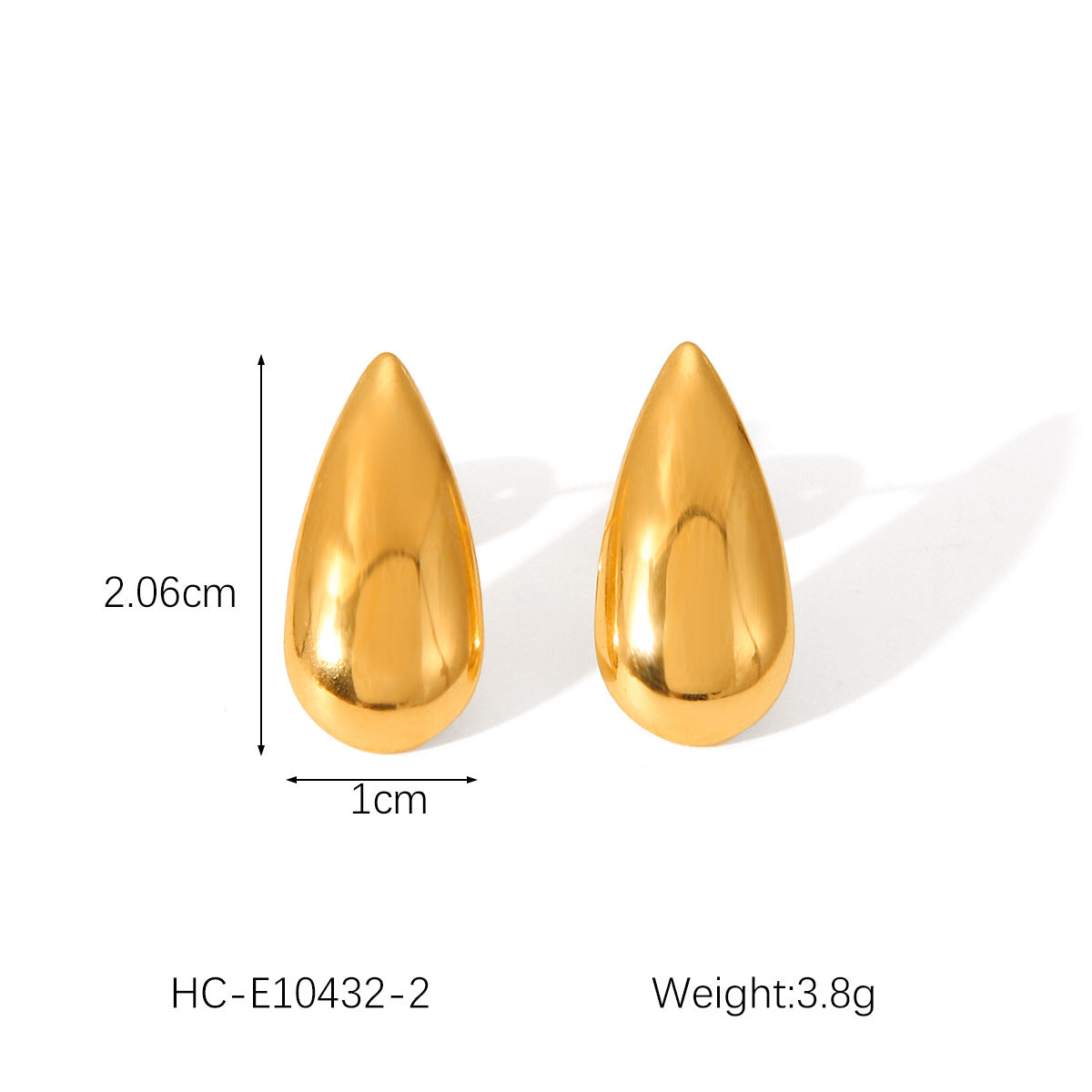 Orecchini da donna in acciaio inossidabile a forma di goccia, minimalistici, con finitura lucida e design geometrico