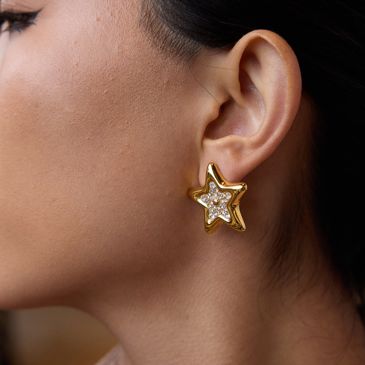 Pendientes Geométricos de Acero Inoxidable con Incrustaciones de Diamantes de Imitación para Mujer, Joyería de Moda Hipoalergénica de Acero Titanio Plateado
