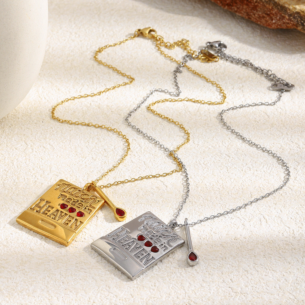 Luxury 18K Gold Plated Square Geometric Stainless Steel Pendant Necklace for Women