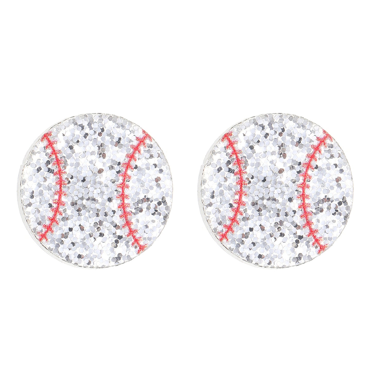 Geometric Round Rhinestone Inlaid Alloy Sports Ball Stud Earrings for Unisex