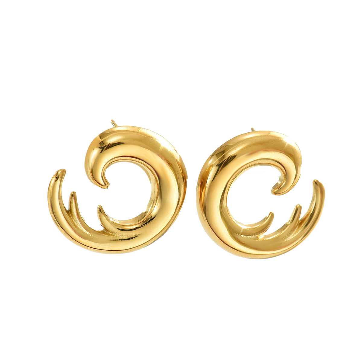 Pendientes Geométricos Ondulados para Mujer de Aleación de Zinc con Acabado Galvanizado, Pendientes Minimalistas de Moda