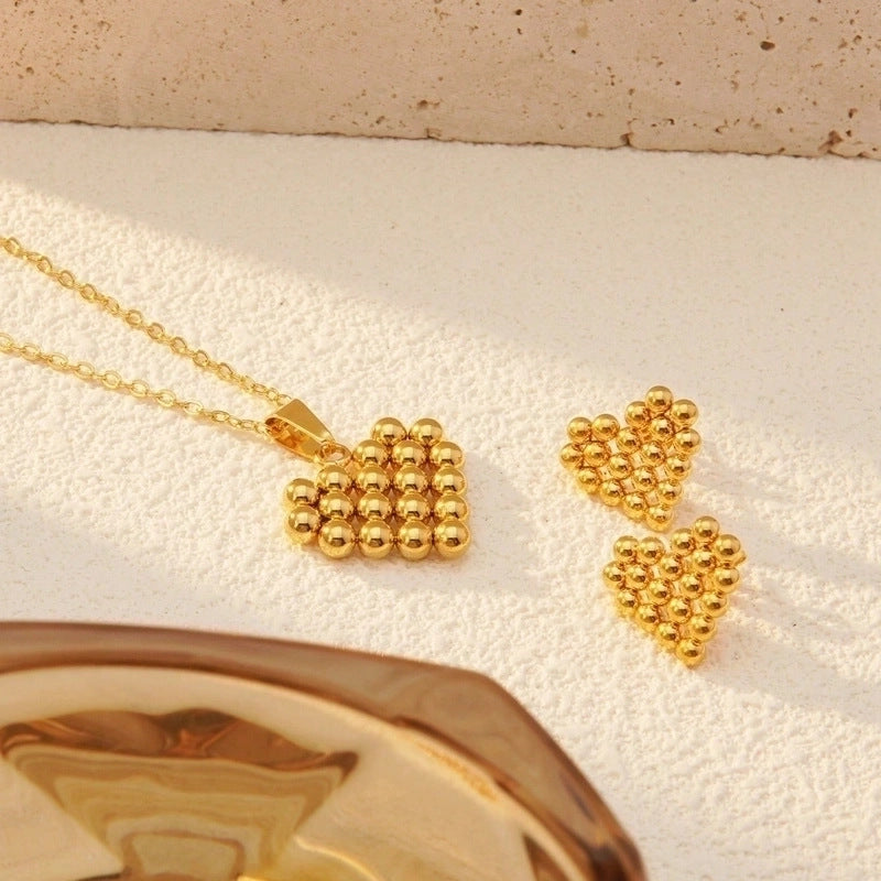 Set di orecchini e collana con ciondolo a goccia in acrilico a forma di cuore placcato in acciaio inossidabile, minimalista ed elegante, con catena a cavo