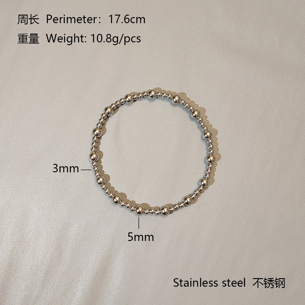 Geometric Plated Stainless Steel Elastic Beaded Charm Bar Unisex