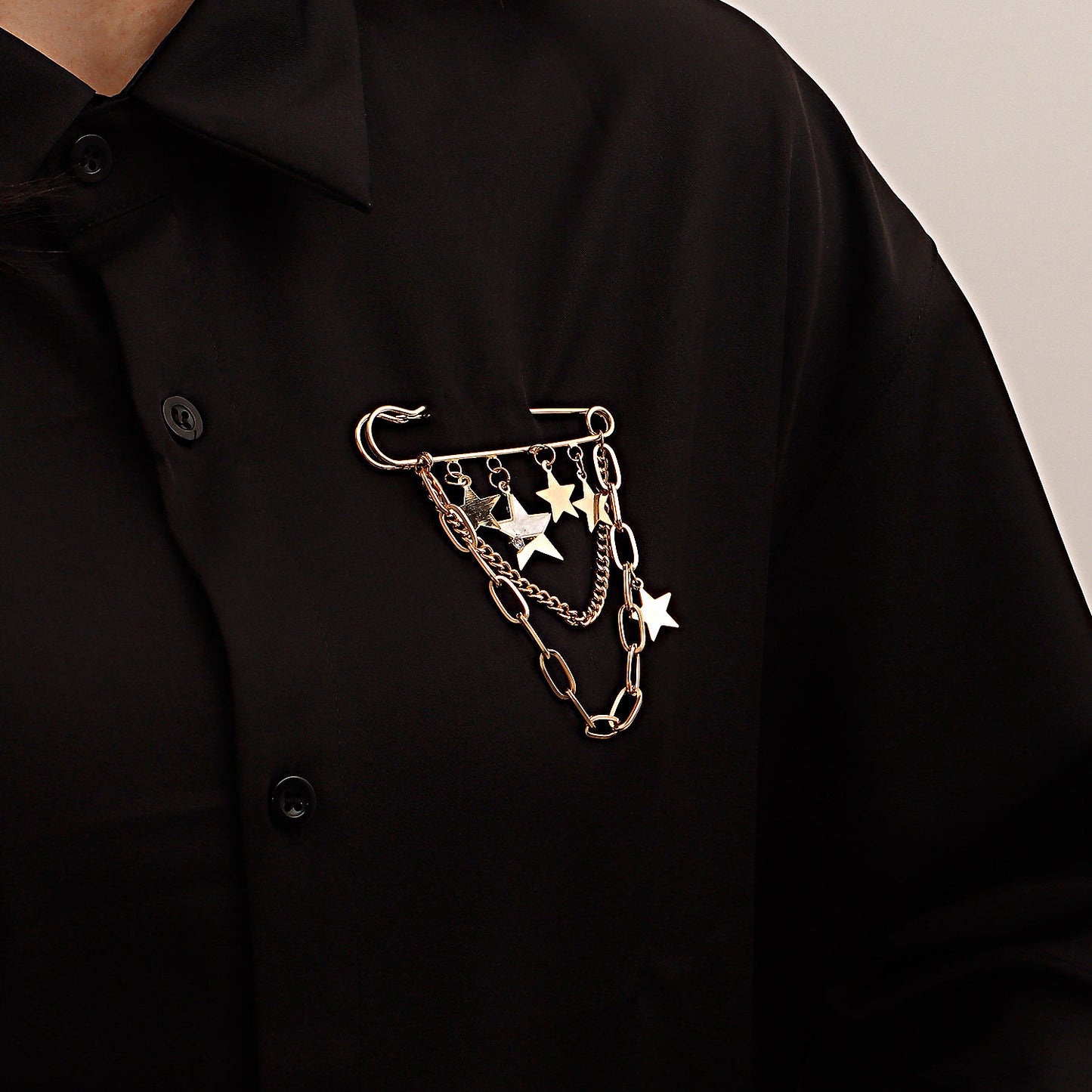 Punk Style Long Fringe Geometric Star Pendant Brooch for Women Alloy Plated Statement Jewelry