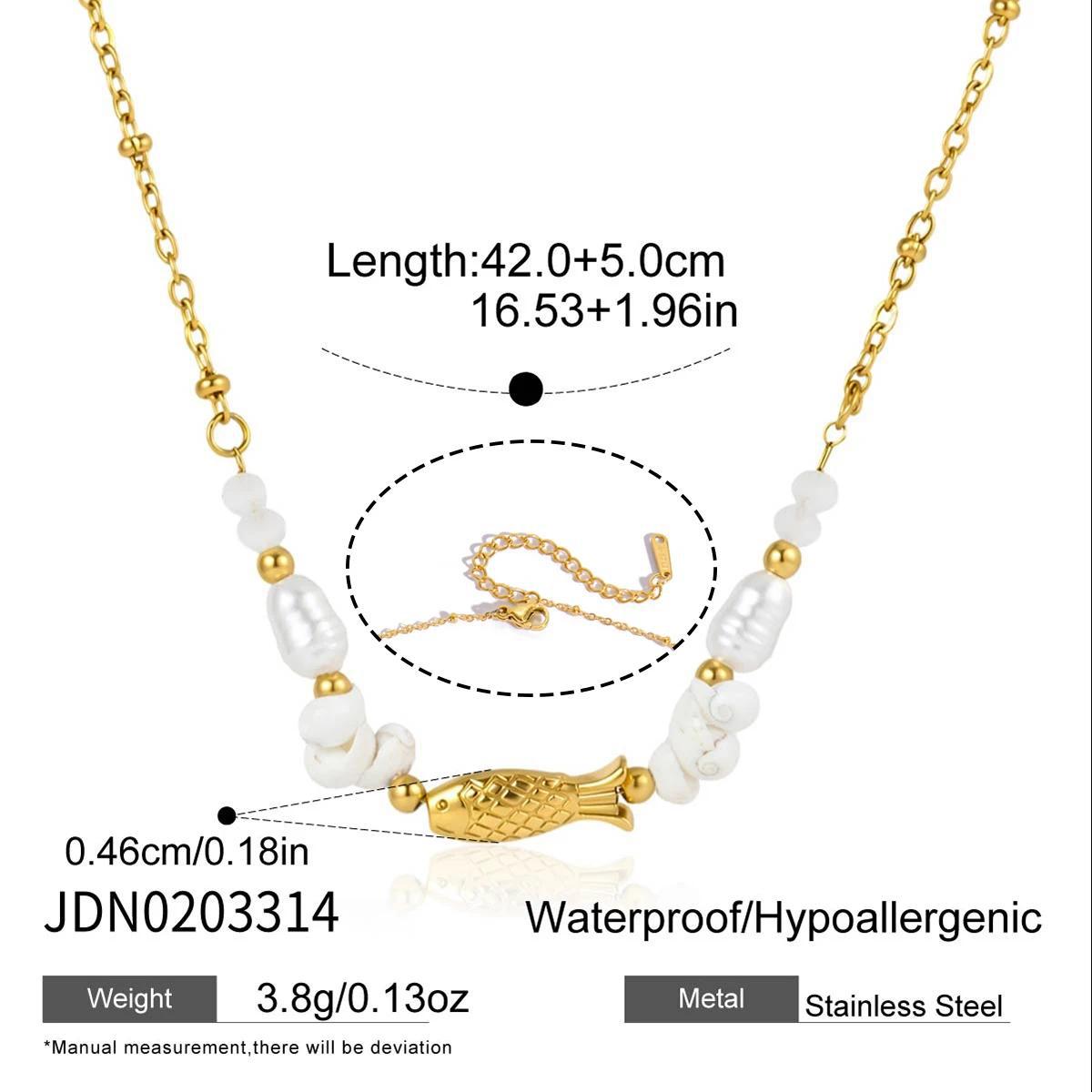 Fish Shape Titanium Steel Pendant Stainless Steel Plated Necklace and Earring Set for Women