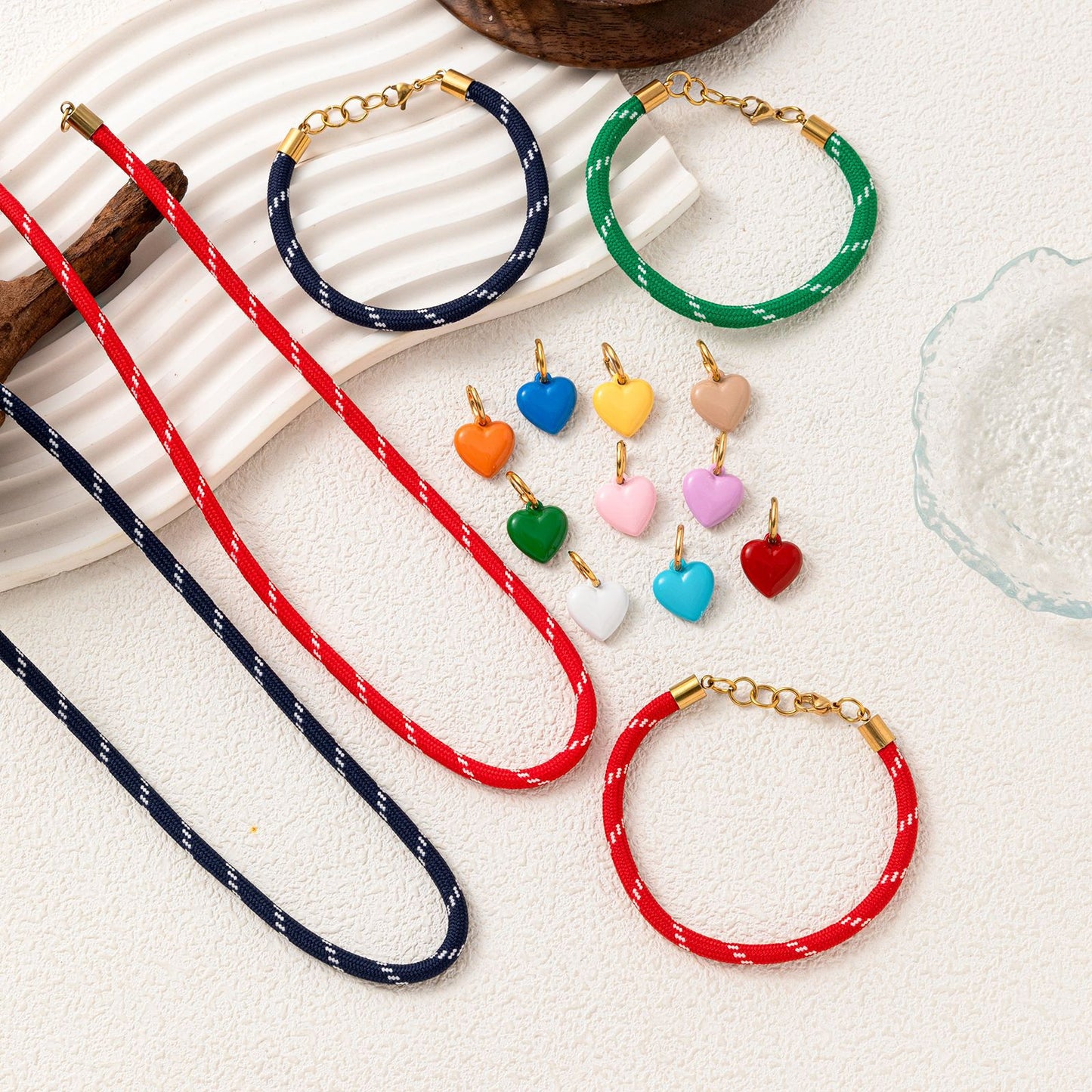 Red Drip Oil Heart Stainless Steel Charm Bar DIY Pendant