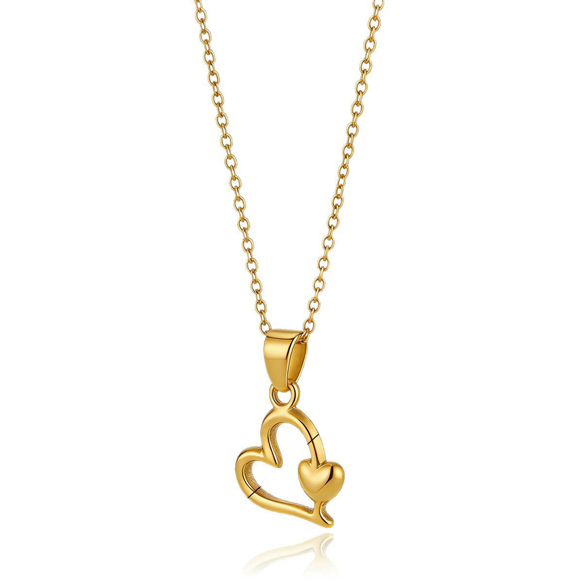 Luxury Business Heart Plated Stainless Steel Necklace for Women