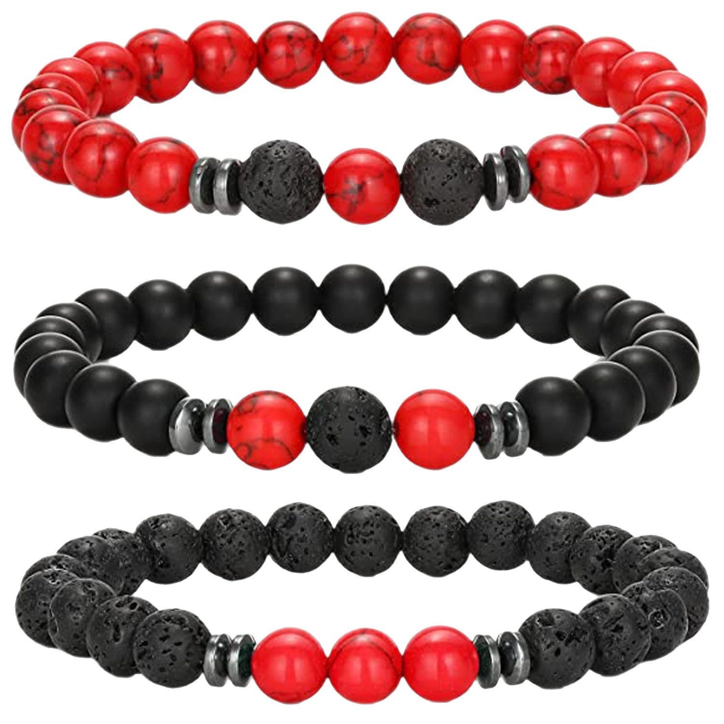 Minimalist Round Agate Geometric Bracelet Set Unisex