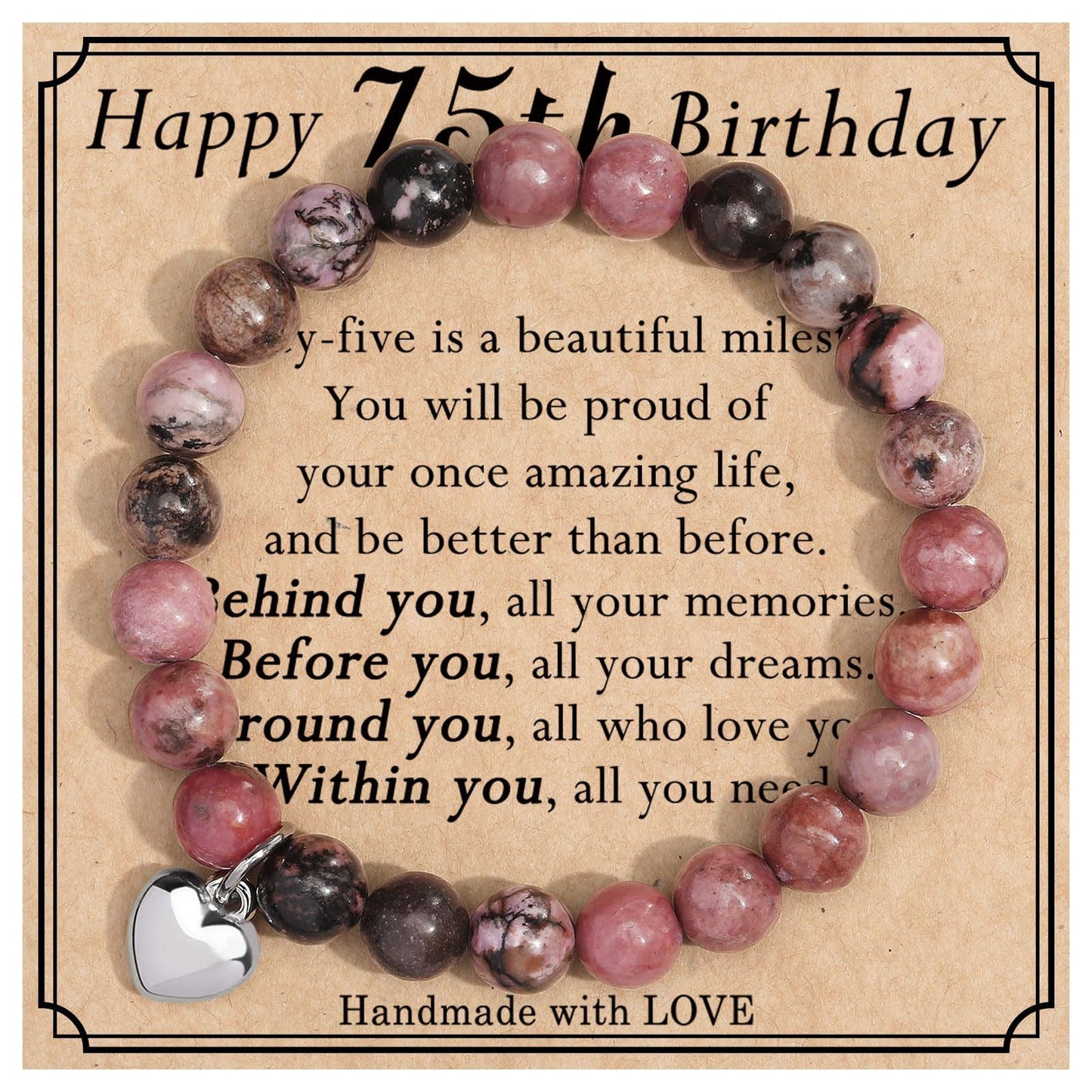 Geometric Heart Agate Beaded Bracelet for Women