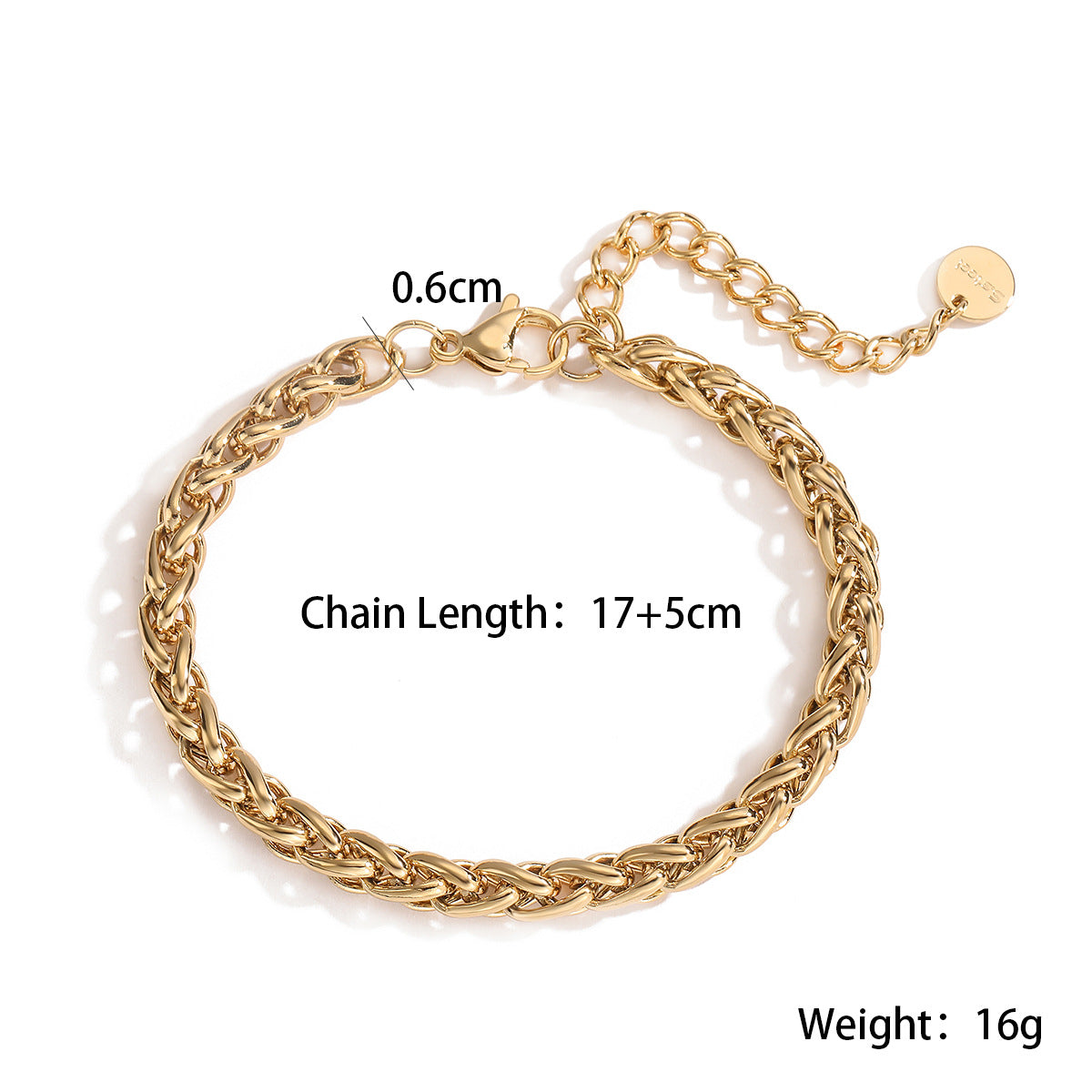 Pulsera de acero inoxidable geométrica minimalista para mujer con baño de oro de 18 quilates y detalles microincrustados