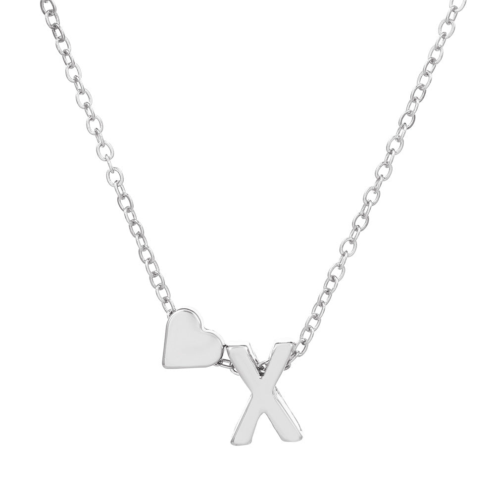 Sweet Heart Letter Alloy Plated Necklace Singapore Chain for Women