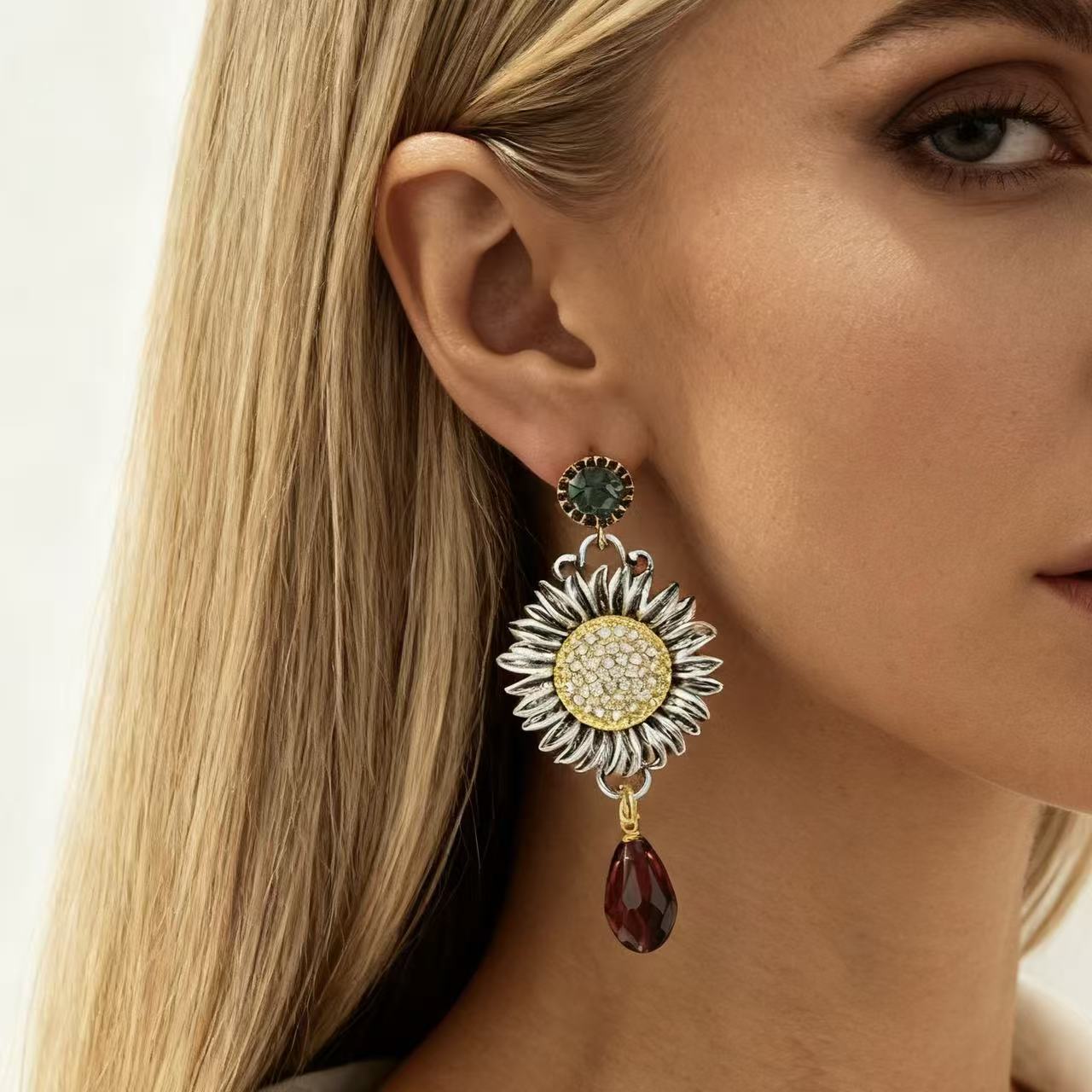 Vintage Bohemian Ethnic Floral Alloy Tassel Earrings