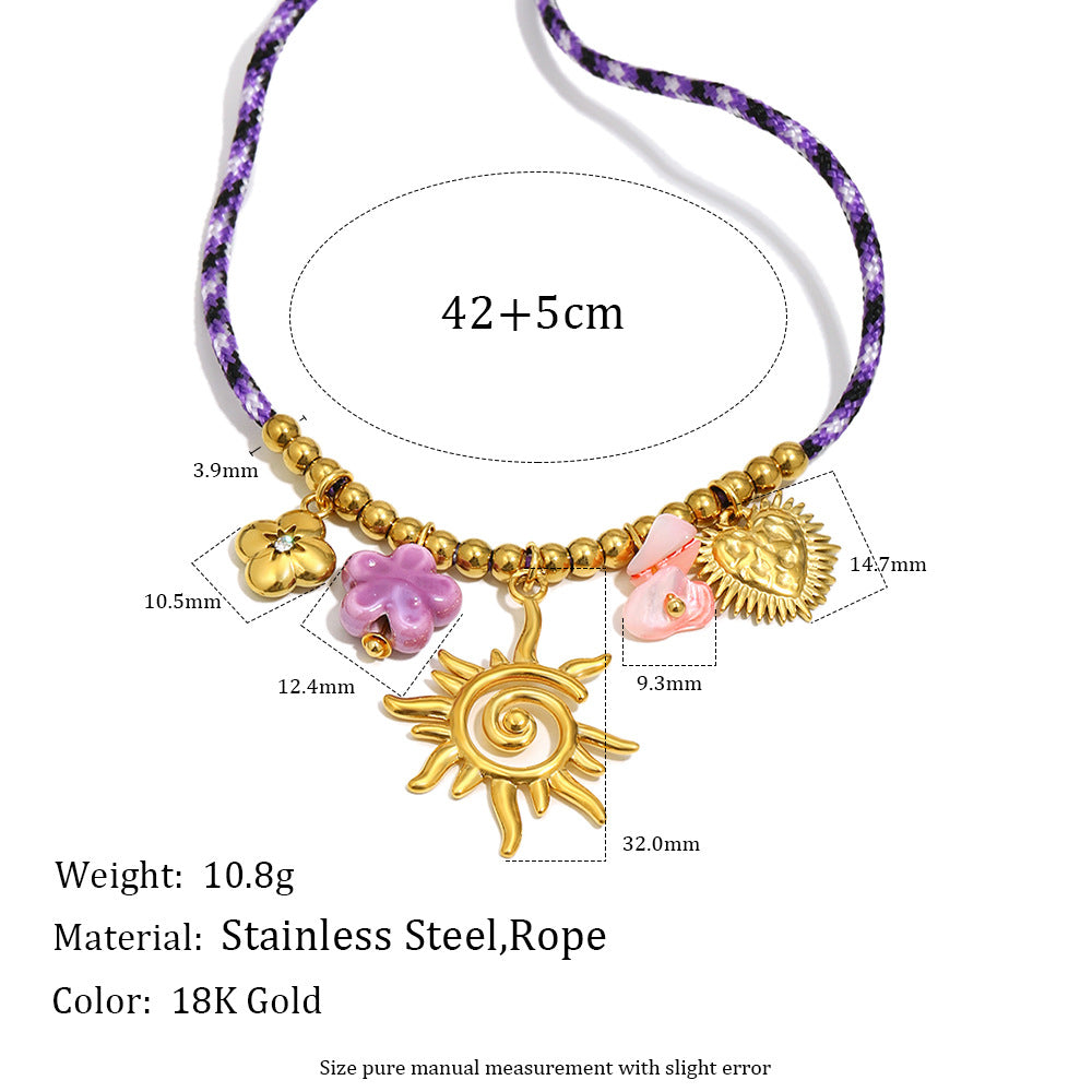 Geometric Stainless Steel 18K Gold Plated Pendant Necklace for Women