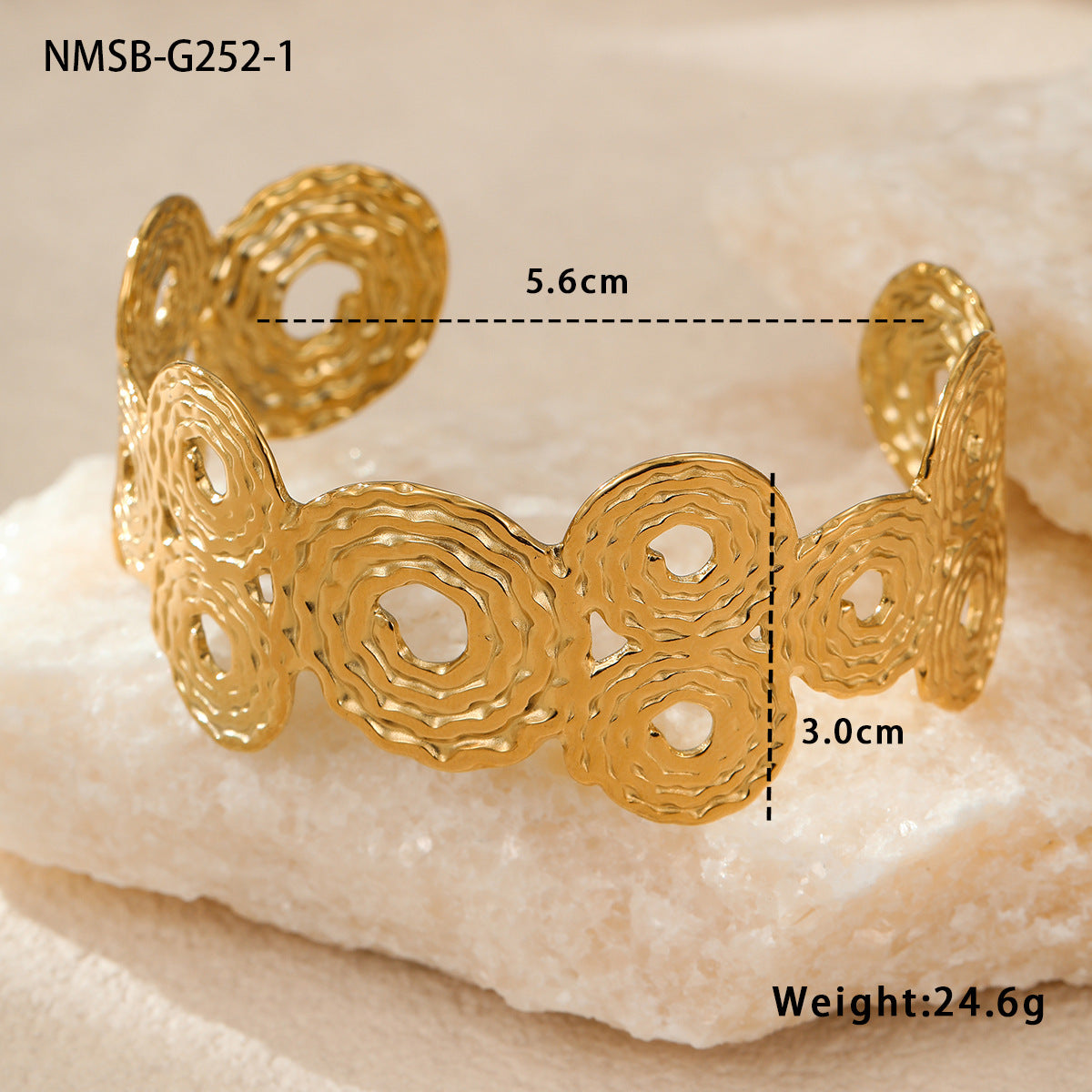 Fashion OL Geometric Hollow 18K Gold Plated Stainless Steel Bracelet for Women