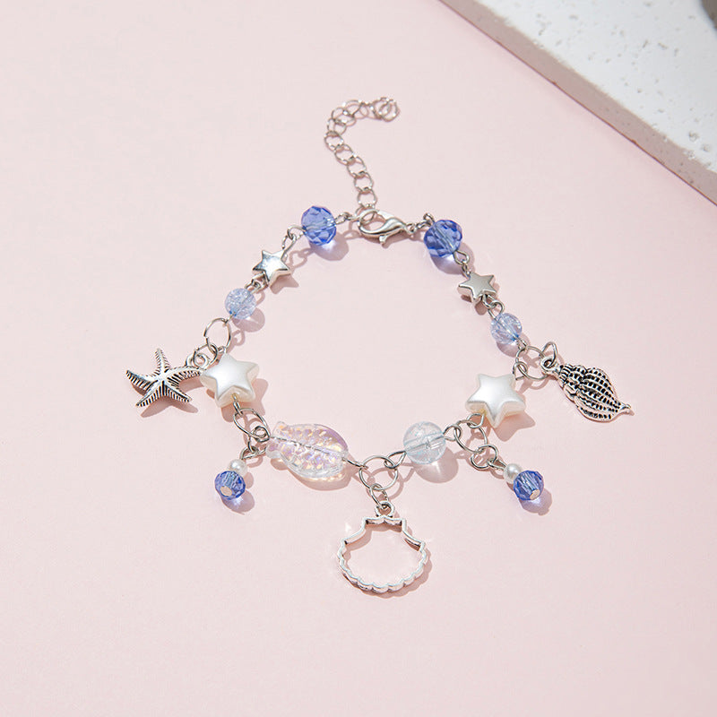 Braccialetto con fiocco e perline di cristallo fatto a mano per ragazze in stile principessa con materiale in resina e design a forma di stella