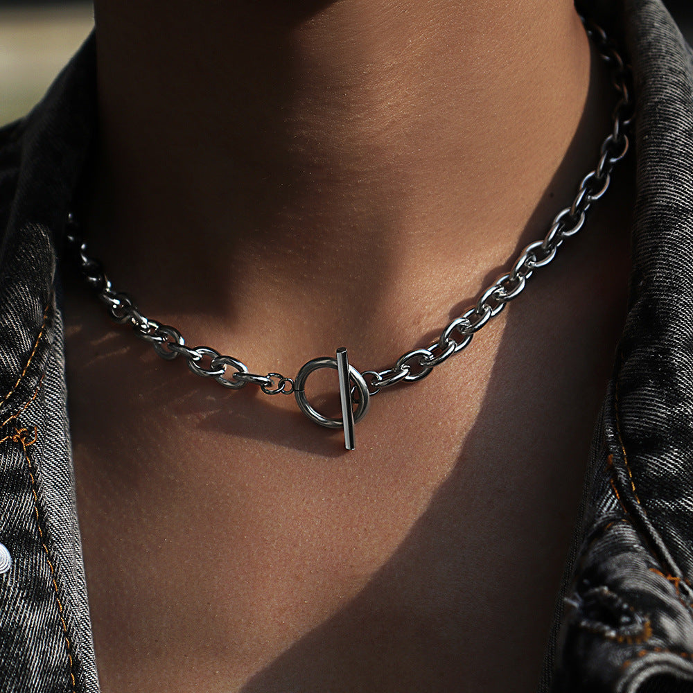 Minimalist Streetwear Hip-hop Geometric Round Stainless Steel Necklace Unisex Cable Chain