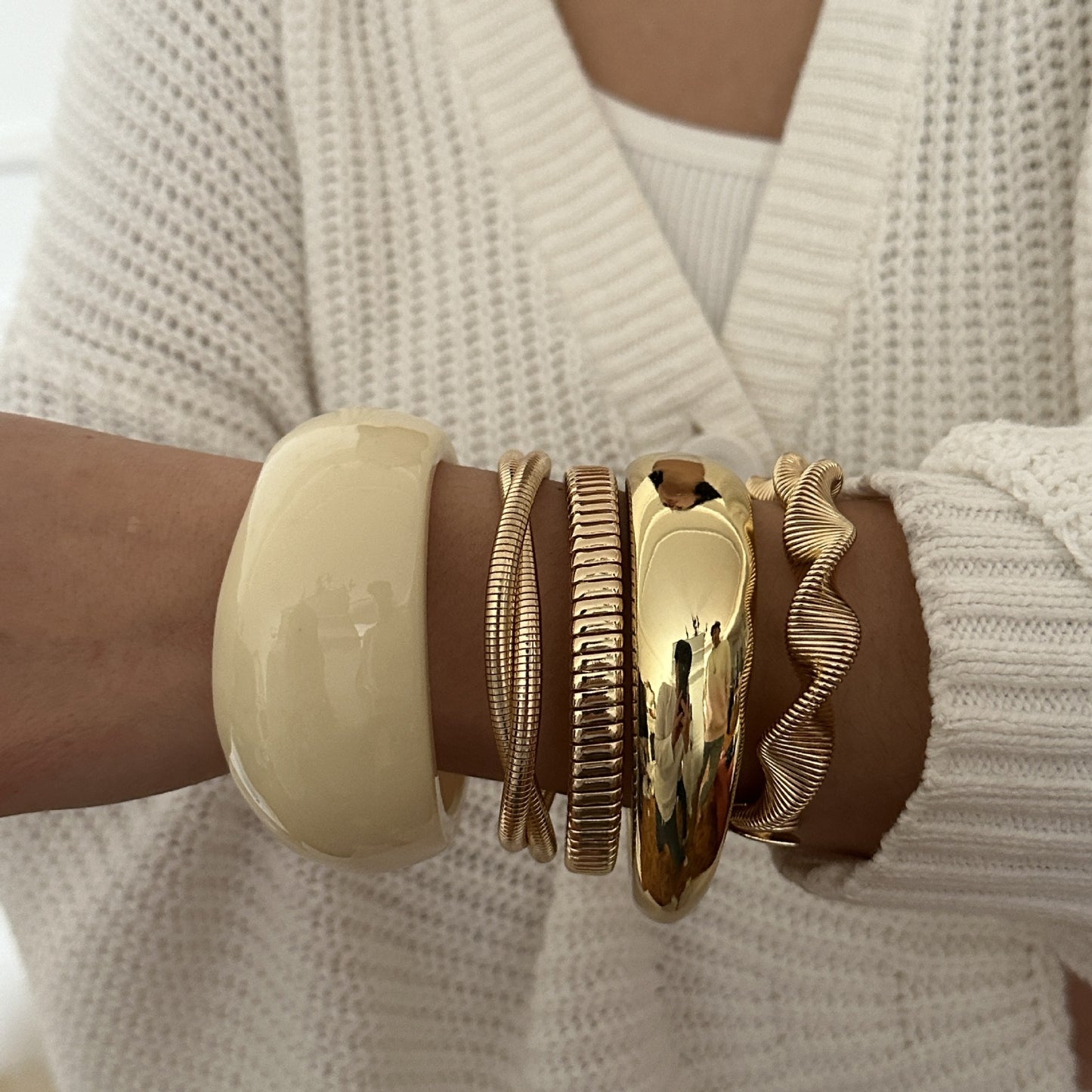 Set di bracciali a polsino placcati in lega geometrica minimalista