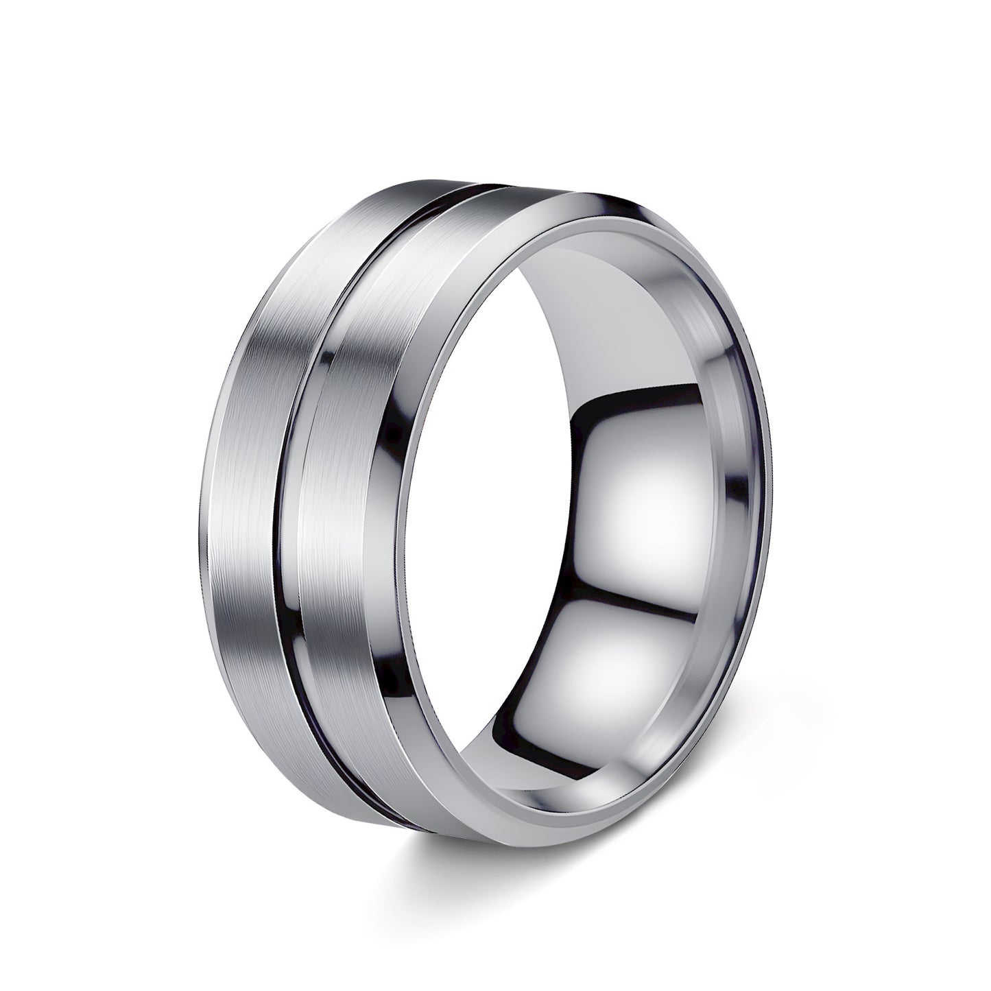 Anello geometrico in acciaio al titanio placcato unisex