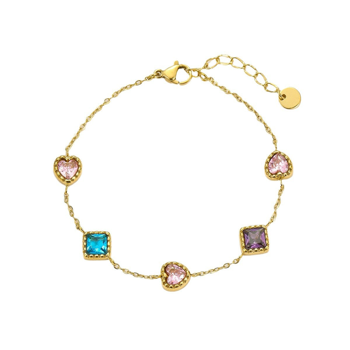 Fashionable Women's Heart-Shaped 18K Gold-Plated Titanium Steel Bracelet with Minimalist Geometric Design