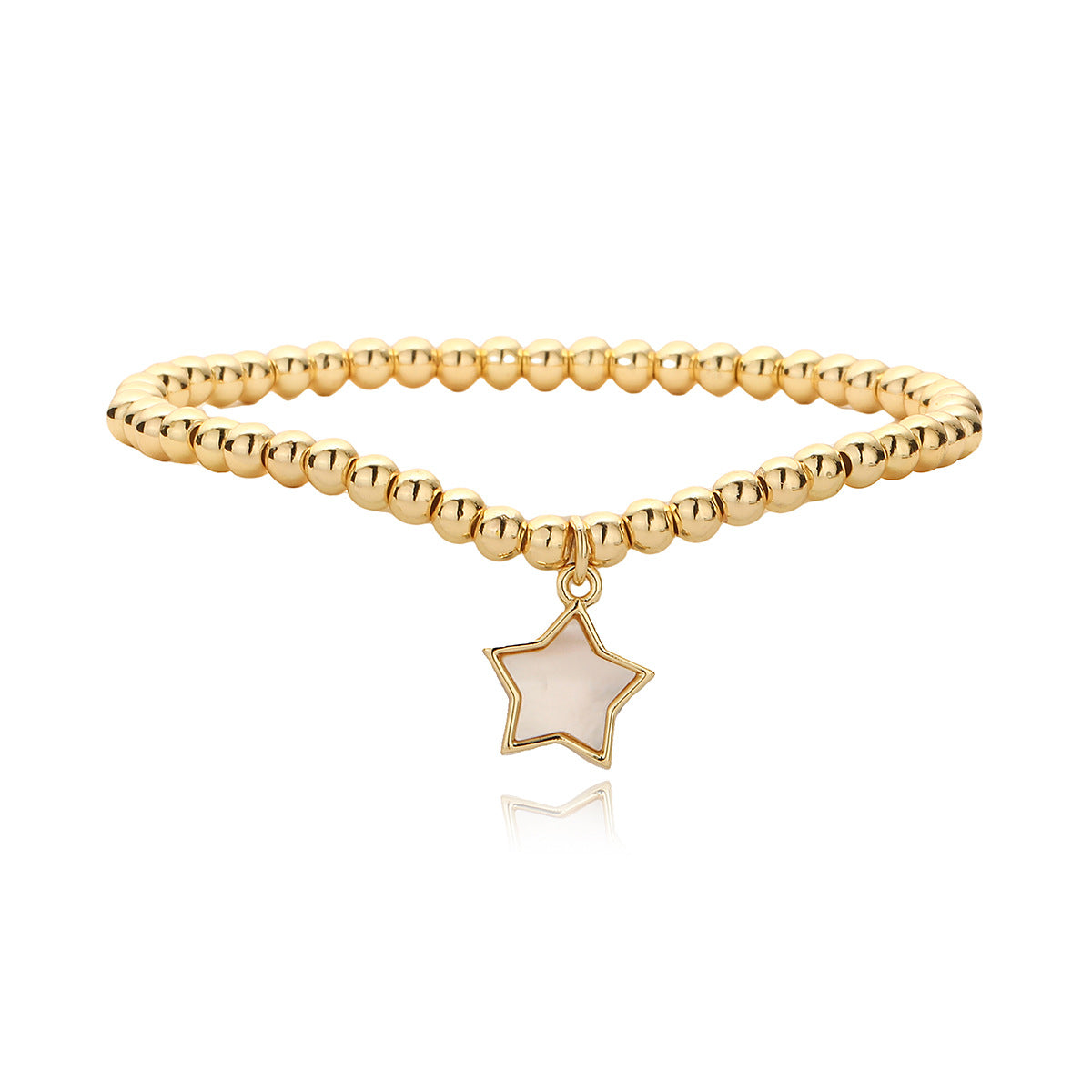 Braccialetto da donna geometrico minimalista in rame con perline, placcato oro 18K e design irregolare