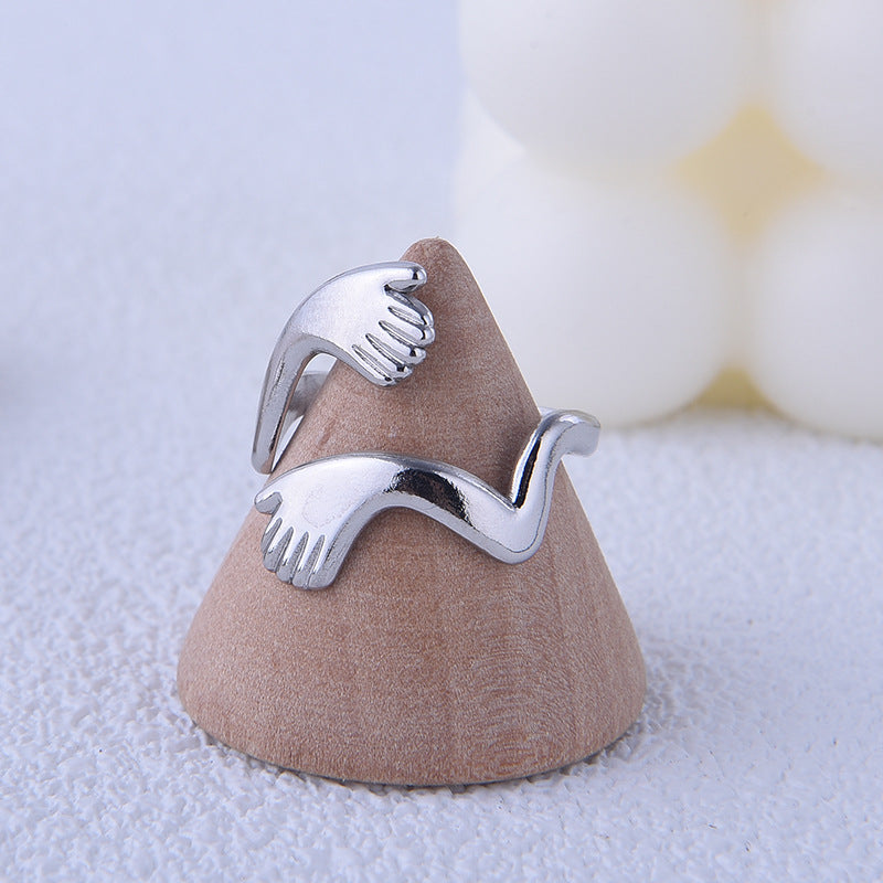 Anello Minimalista Geometrico in Acciaio al Titanio per Uomo e Donna con Finitura Placcata e Fascia Aperta Regolabile