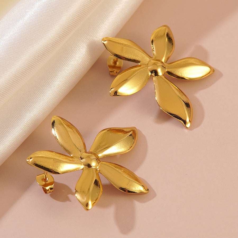 Elegant Minimalist Heart Geometric Stamped Stainless Steel Earrings for Women