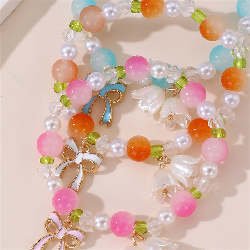 Braccialetto Mughetto Dolce per Bambine, Braccialetto in Resina Minimalista Stile Fresco con Design a Stella, Gioielli Artigianali alla Moda per Bambine dai 6 ai 10 Anni