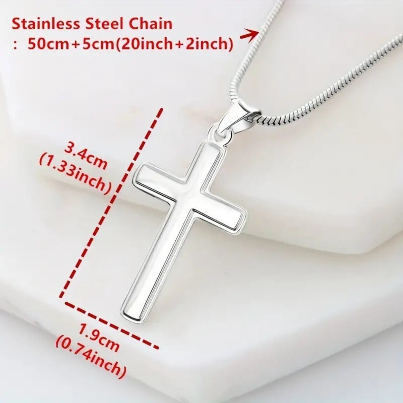 Sweet Punk Geometric Cross Cubic Zirconia Inlaid Brass Pendant Stainless Steel Plated Necklace for Women
