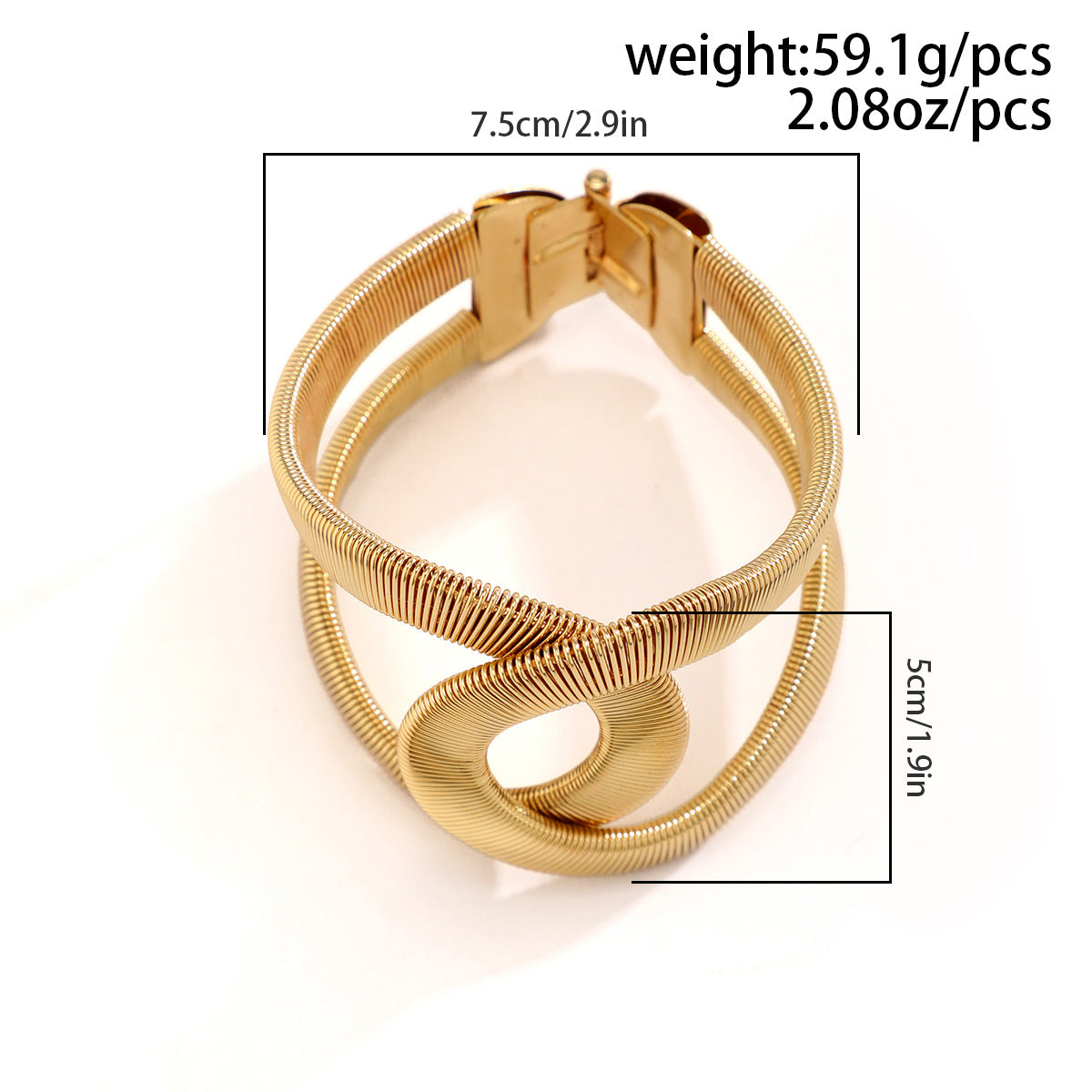 Bracciale da donna minimalista circolare a C in metallo con finitura placcata