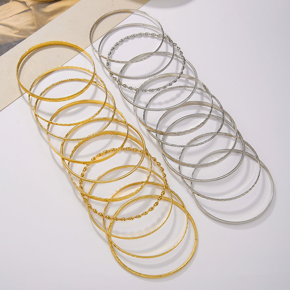 Bohemian 18K Gold Plated Brass Geometric Round Multi-Layer Bracelet for Women