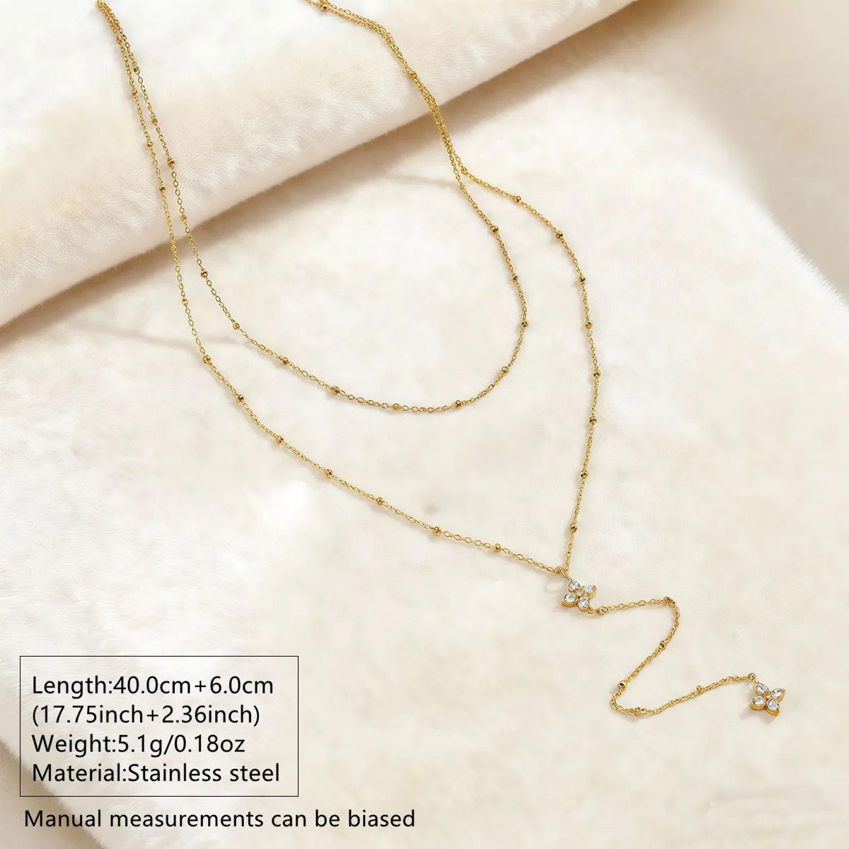 Collana a Nappa da Donna placcata in Acciaio Inox di Lusso con Zirconi Cubici e Motivo Floreale