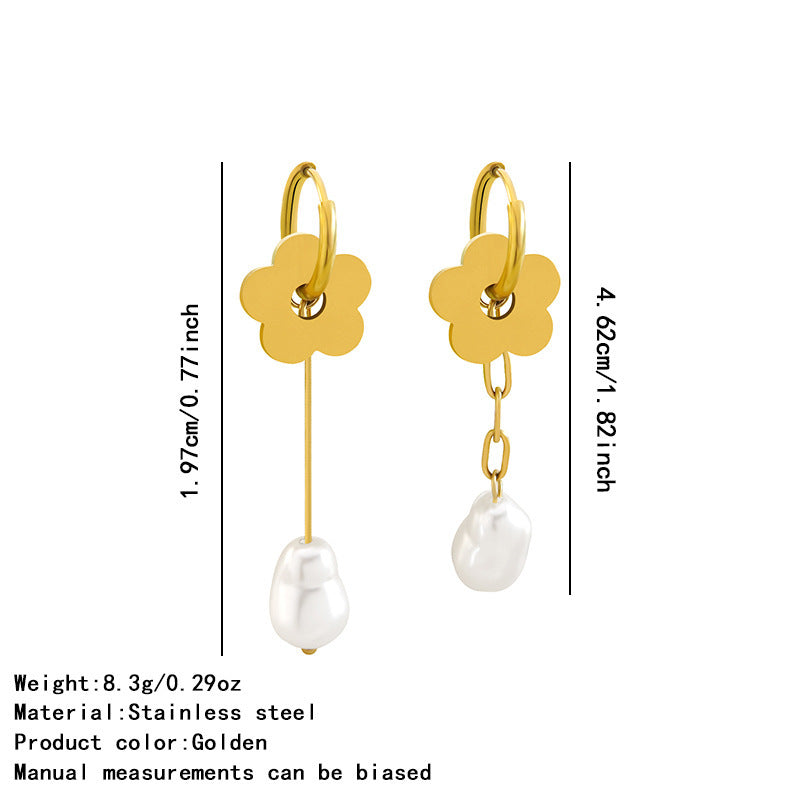 Sweet Elegant Floral Bow Plated Stainless Steel Dangle Earrings for Women