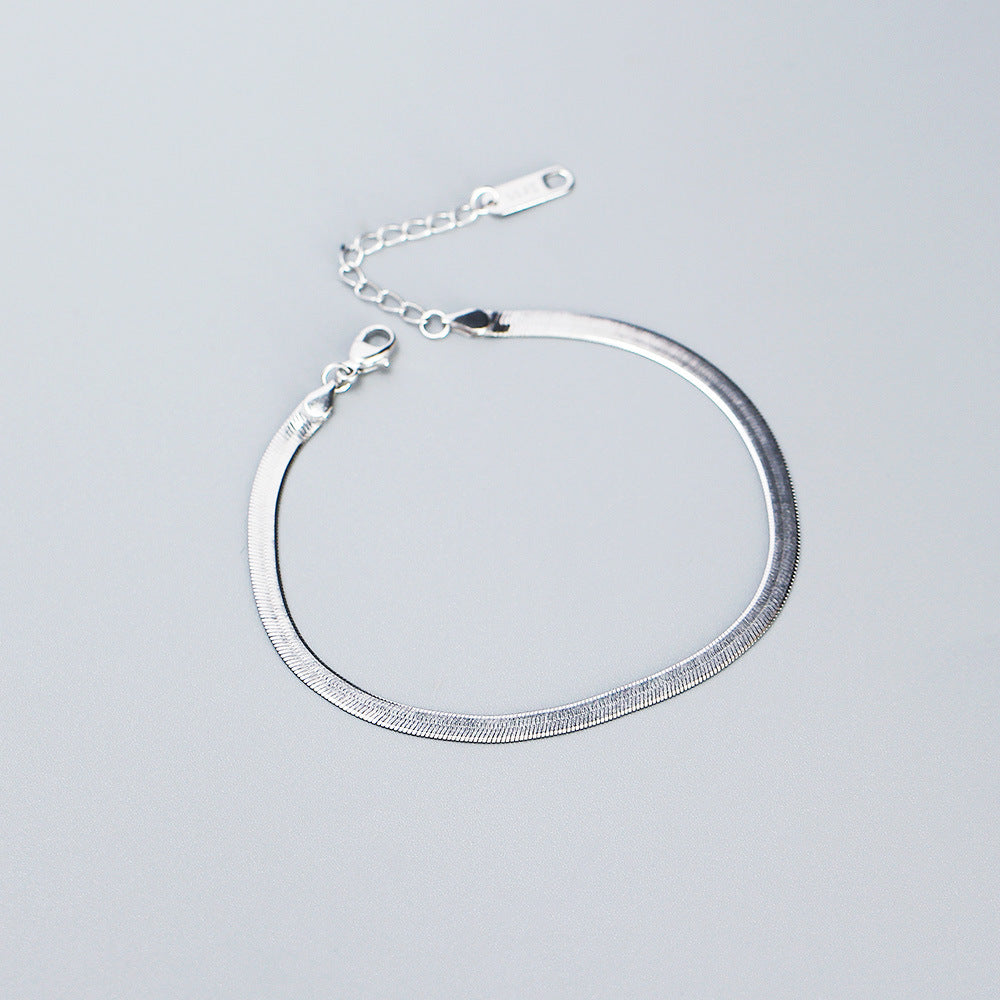 925 Sterling Silver Geometric Snake Chain Bracelet