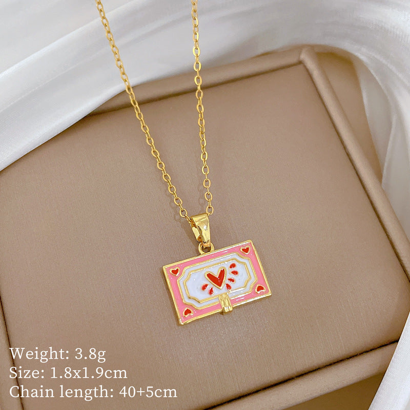 Sweet Minimalist Cross Micro-Inlaid Cubic Zirconia Brass Pendant Titanium Steel Necklace for Unisex