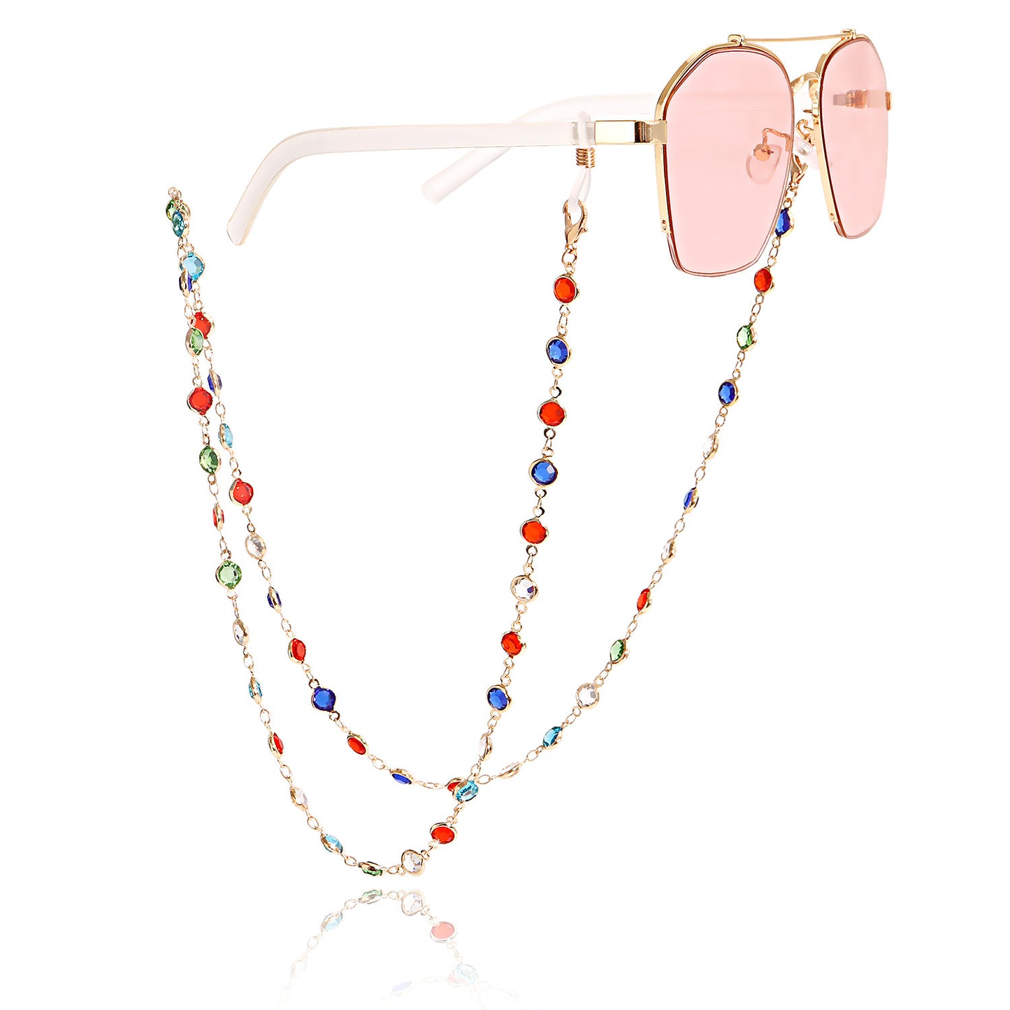 Casual Geometric Alloy Chain with Pearl and Crystal Inlay for Mask and Glasses