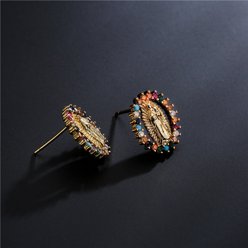 Minimalist Geometric 18K Gold Plated Brass Micro Inlay Cubic Zirconia Earrings for Women