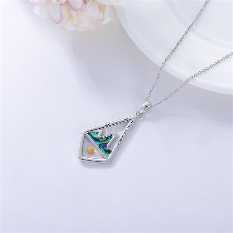 Minimalist Geometric Hill Mustard Seed Faith Necklace in Stainless Steel with Polished Finish