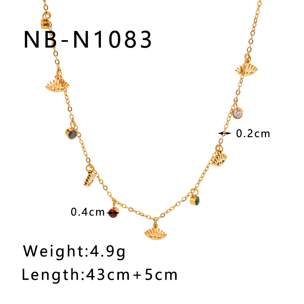 Minimalist Asymmetrical Eyeglasses-Shaped Pendant Necklace in Titanium Steel with 18K Gold Plating Waterproof Hypoallergenic Snake Chain