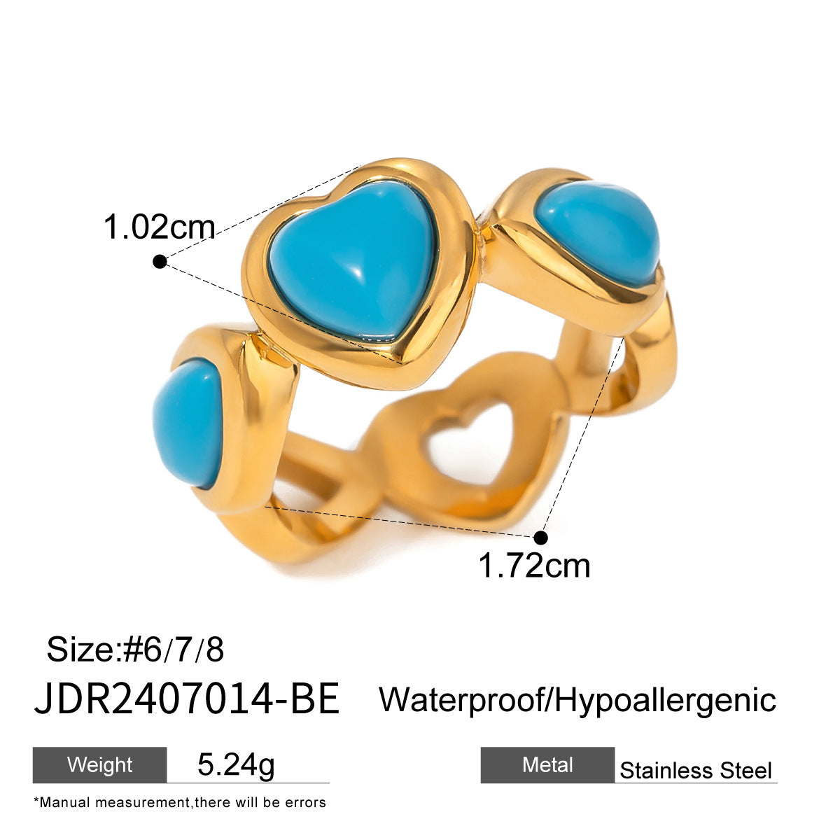 Anello minimalista a forma di cuore da donna in acciaio inossidabile con finitura placcata