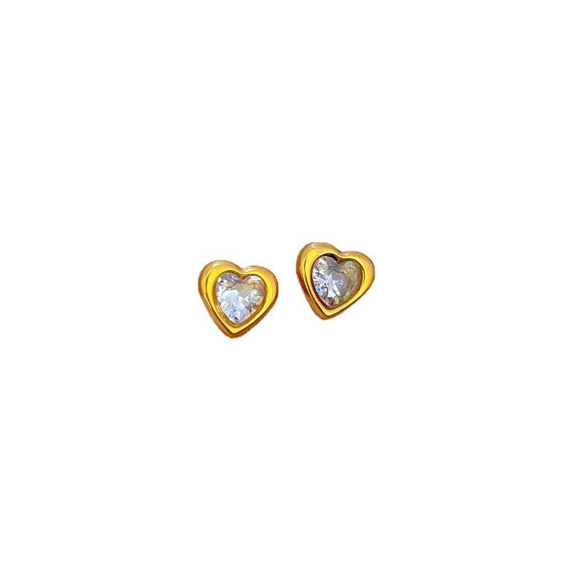 Minimalist Heart Geometric Titanium Steel Earrings Nature-Inspired Women's Stud Earrings