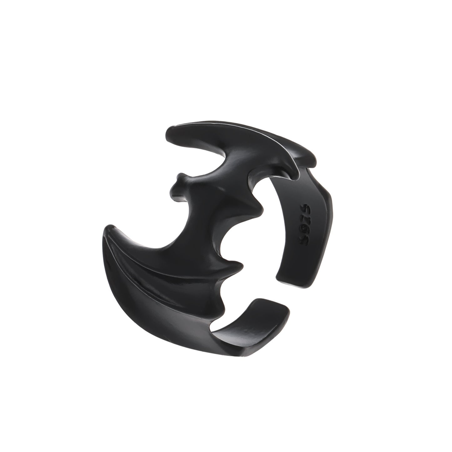Anillo de murciélago abierto estilo gótico de aleación con acabado galvanizado para hombres y mujeres, joyería de Halloween