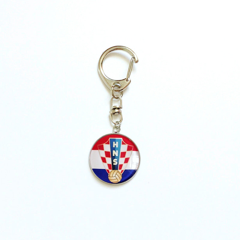 Sporty Round Stainless Steel Keychain National Football Team Souvenir Gift