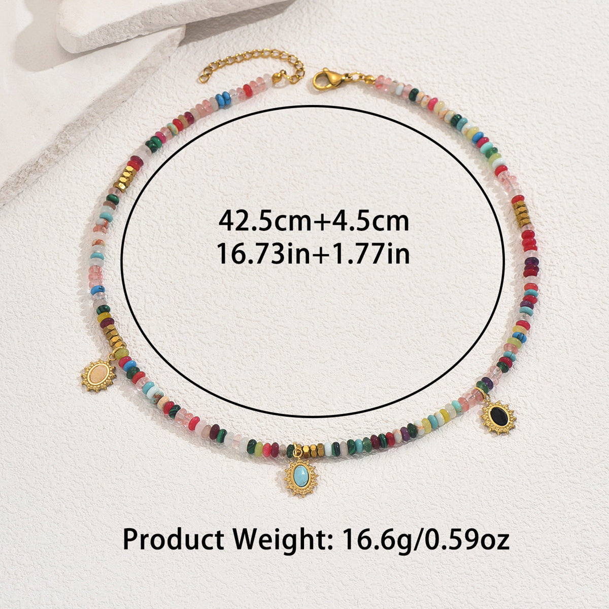 Barra de dije de collar de latón con incrustaciones de piedras preciosas de lunares redondos geométricos elegantes para mujer
